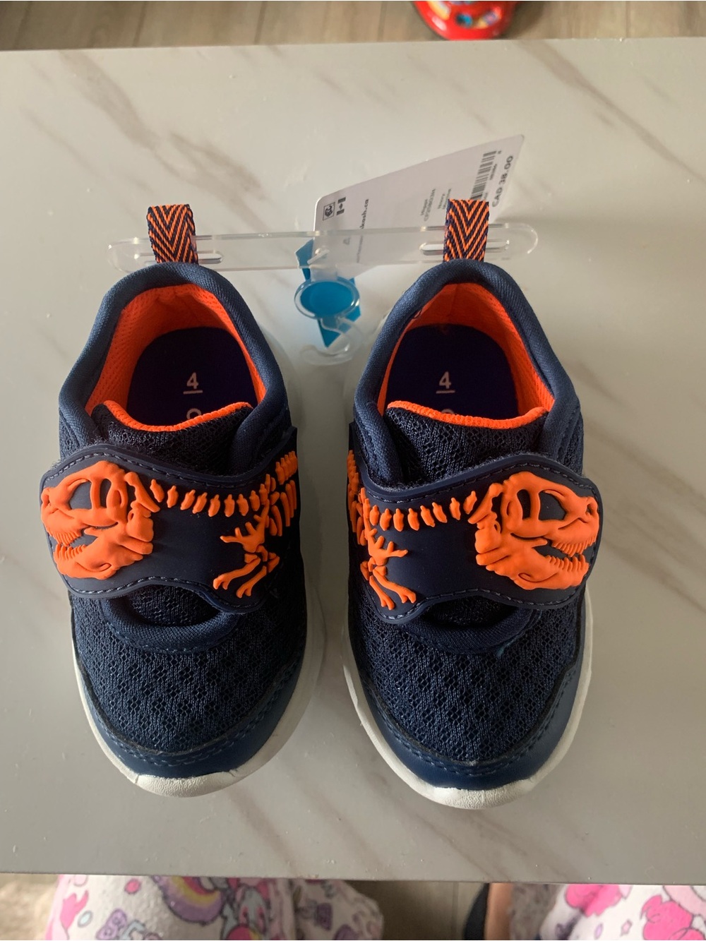 NWT CARTER Toddler Dinosaur Sneakers Size 4 Navy Orange